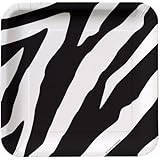 Creative Converting Animal Print Zebra Square Dessert Plates, 8 Count
