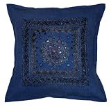 Delightful Home Decor Art Rajrang Mirror & Hand Embroidery Work & Cotton Cushion Cover Throw Pillow Cover Comforter Sets India (Size 16x16) (5 Pcs)