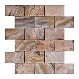 2x4 Scabos POLISHED and Unfilled Travertine Mosaic Tile - Lot of 50 Sheets