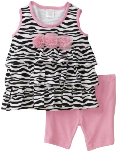 Cutie Pie Baby-girls Infant 2 Piece Ruffle Shirt and Zebra Short Set