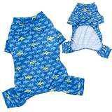 Adorable Poly/Cotton Lightweight Dog Pajamas with Smiley Sharks Prints - L