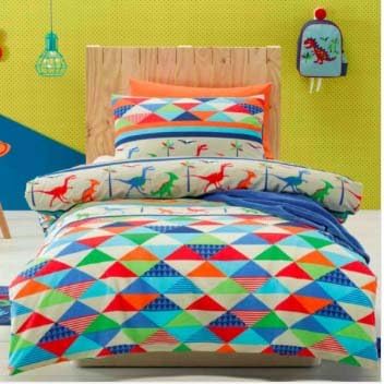 Exclusive Dinosaur Bedding Set - 2 pc Twin Dino Duvet Cover with Sham, Reversible Design, 100% Cotton