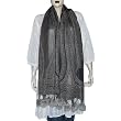 Rectangular Wool Scarf Winter Clothes Handcrafted India Clothes with Pom-Pom 28 x 72 inches