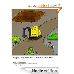 Bagger Draga hilft Fisch Pesi aus dem See - Bilderbuch Gutenachtgeschichte