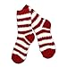 Little Kids Christmas Holiday Slipper Fuzzy Crew Socks 3-Pairs Silly Santa Face, Gingerbread Man, Red Stripes (9-10 Years)