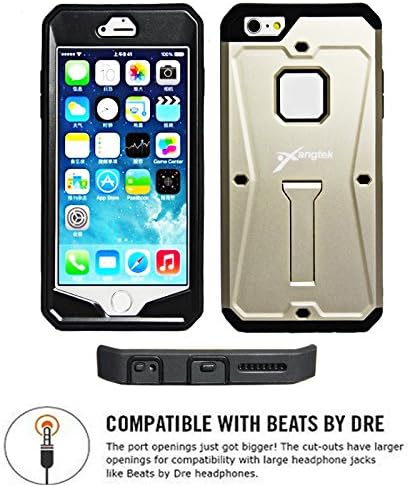 iPhone 6 Plus Phone Case, Xangtek Shockproof Armor Tank Case with Kickstand and Built-In Anti-Scratch Screen Protector for iPhone 6 Plus. (Gold)