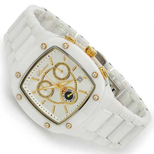 Landoux Womens Designer -Swiss Movement -Chronograpgh- Ceramic Timepiece - 0.2ctw Diamond watch
