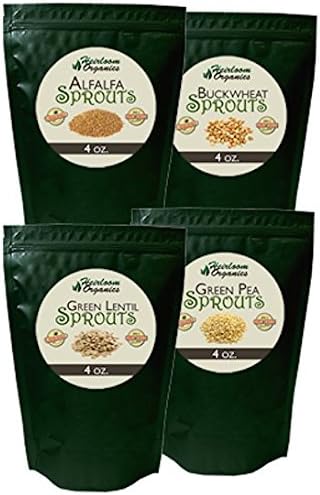 Heirloom Organics NON-GMO Organic Independence Sprout Seed Pack- 4 Varieties Organic Non-Hybrid Sprouting Seeds - Sealed for Long Term Storage