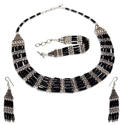 Necklace Earrings Bracelets Sterling Silver Black Onyx Jewelry (gnklcs386)