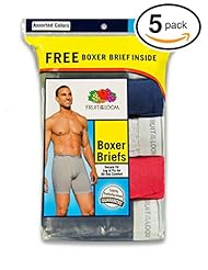 Apparel: Fruit of the Loom Mens 5Pack Assorted Boxer Briefs 100% Cotton Underwear L