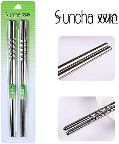Suncha 2 Pairs Twist Stainless Steel Chopsticks Spiral Designed Hollow Chopsticks