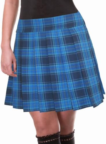 Blue Schoolgirl Tartan Plaid Pleated Long Skirt Seacliff18