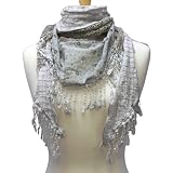 Gray Lacey Lightweight Boho Styled Summer Fringe Scarf Wrap