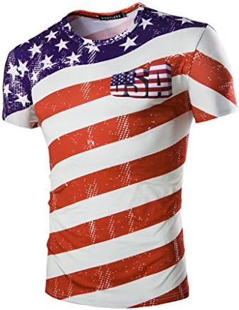 Youthpome Men American Flag U.S.Stars Stripes Round Neck T-shirt A M