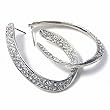 Silvertone Clear Crystal Oval Hoop Earrings Fashion Jewelry