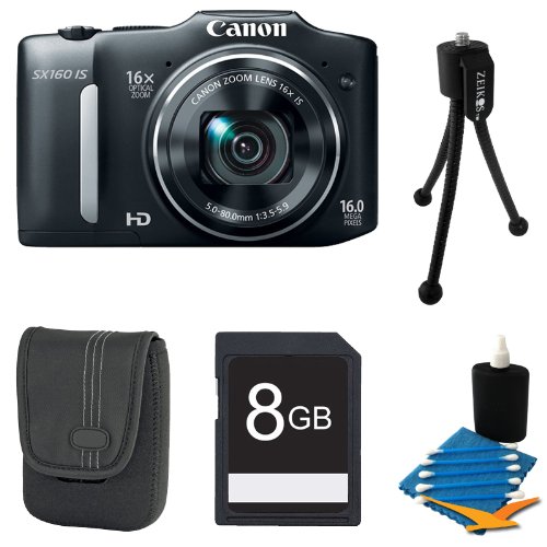 Canon Powershot SX150 IS 14MP Digital Camera with 12x Zoom Bundle (Black) On Sale