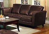 Brady Stationary Sofa with Flared Track Arms by Coaster - Rich Dark Brown Leather Bicast and Leather Match