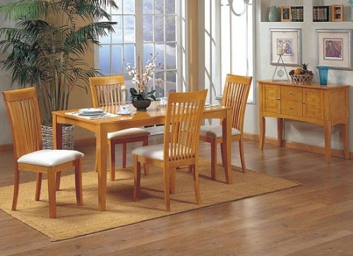 5pc Contemporary Style Maple Finish Dining Table & Chair Set