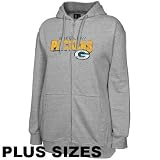 Green Bay Packers Ladies Ash Football Classic III Plus Sizes Full Zip Hoodie Sweatshirt (XX-Large)