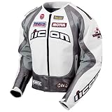 Icon Mens Merc Leather Hero Motorcycle Jacket White Small