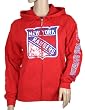 New York Rangers NHL Womens Hooded Active Fleece Jacket, Vintage Logo, Red