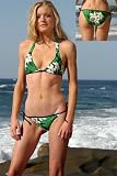 Halter Top & Rio Tie Bikini (Green Print) Bikini