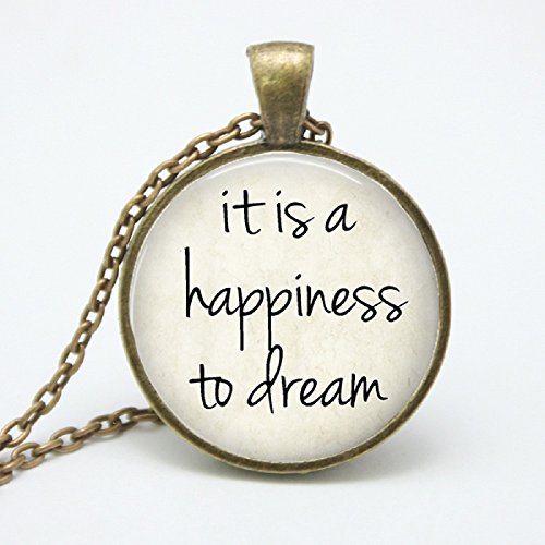Dream Quote Necklace, It is a Happiness to Dream, Poe Quote, Literary Pendant, Jewelry Dream Quote Necklace, It is a Happiness to Dream, Poe Quote, Literary Pendant, Jewelry