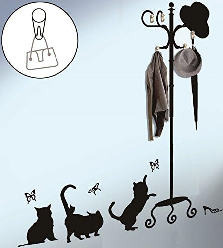 Dream Wall Decal with Hanging Hooks, Black Cats