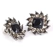 Hematite Tone Black and Grey Crystal Flower Earrings Fashion Jewelry