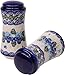 Polish Pottery Ceramika Boleslawiec,  1313/162, Salt and Pepper Milano, 4 3/4 by 2 1/4 Inches in Diameter - 9 Tablespoons Each, Royal Blue Patterns with Blue Pansy Flower Motif