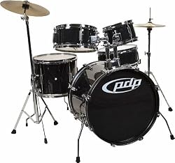 Pdp Player 5-Piece Junior Drum Set With Cymbals And Throne Black