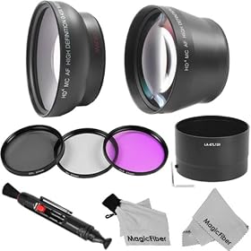 Professional Kit for NIKON Coolpix L120 Point & Shoot Camera - Includes: 0.43X Wide Angle (w/ Macro Portion) and 2.2X Telephoto High Definition Lenses + Filter Kit (UV, Polarizer, Fluorescent) + Aluminum Lens Adapter Tube + Lens Cleaning Pen + Microfiber Cleaning Cloth Keychain + Premium MagicFiber 