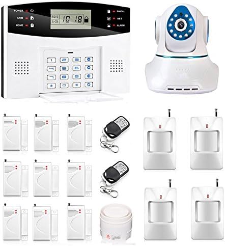 ABTO DIY Wireless GSM Home Security Alarm System Match with HD 720P Wireless WIFI IP Camera Motion Sensors + 9 Door Contacts used for Home/Shop/Restaurant/Office