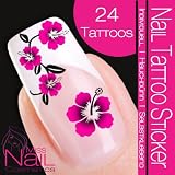 Nail Art Tattoo Sticker Hibiscus / Flower / Blossom - pink