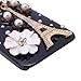 Mavis's Diary for Motorala Moto X Phone 3D Handmade Crystal Flower Eeffel Tower Pearl Bling Diamond Design Hard Cover Case with Soft Clean Cloth - Black