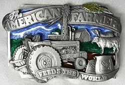 The American Farmer Feed's the World Enamel Pewter Buckle,(Occupation Buckle)