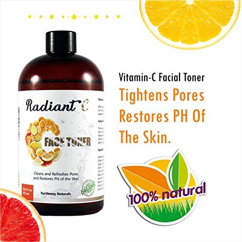 Radiant-C Facial Toner - 16 Fl Oz. 93% Organic Vegan. Vitamin C Nourishes & Hydrates the Skin - Great for All Skin Types - Turtleway Naturals