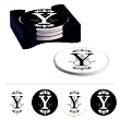 Monogram Regalia Absorbent Coaster Set with Caddy - Y