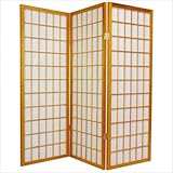 4 Feet Tall Window Pane Shoji Screen in Honey Number of Panels: 4