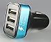 Car Charger, Lightning Car Charger ®, 7.2 Amp Triple USB, Premium Aluminum, Smart IC Adapts to all device default charger rates (Blue)