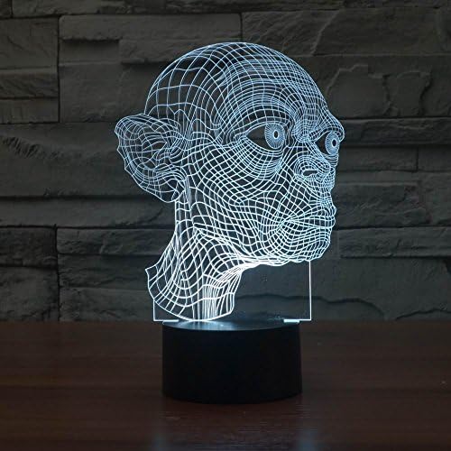 Saiam Optical Illusion 3d LED Table Lamp Shape Of Gollum Head In Movie Lord of the Rings