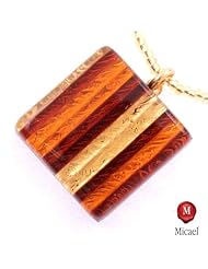 Murano Glass Pendant "Brid II" -amber streifen