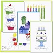 Birthday Cards: Color Sketch Assortment - 2 each of 5 different designs, box of 10 cards & 12 envelopes
