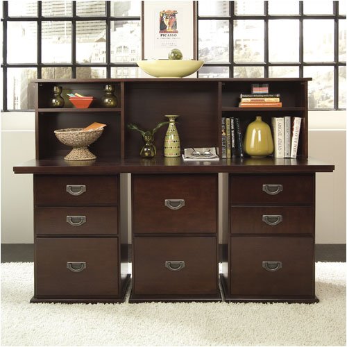 Riverside Furniture Basics Office Series Basics 66" W Double Pedestal Desk with File Cabinet and Sto