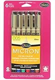 Sakura 30064 6-Piece Pigma Micron Assorted Colors 005 Ink Pen Set