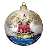 Blown-glass Ball Ornament From Poland - New London Ledge, CT Lighthouse by 