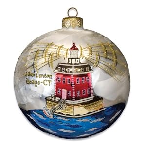 Buy Blown-glass Ball Ornament From Poland - New London Ledge, CT Lighthouse now!