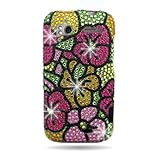 Hard Snap-on Shield WithGREEN PINK HAWAIIAN FLOWERS Bling Bling Diamonds De ....