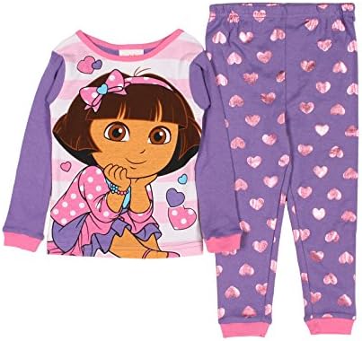 Dora the Explorer Little Girls Hearts Toddler Pajama Set (3T)