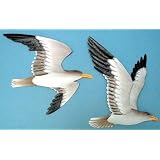 Two Metal Flying Gull Wall Plaques Nautical Wall Decor